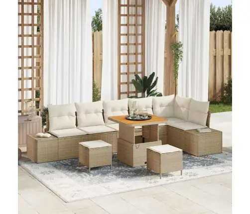 Dārza Dīvānu Komplekts 9 Pcs Beige, Krēmkrāsa 80 X 80 X 71 Cm Vidaxl