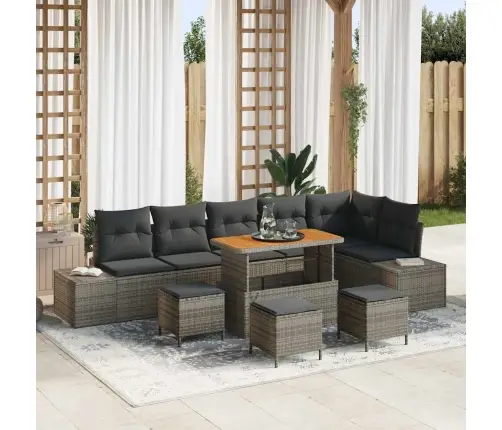 Dārza Dīvānu Komplekts 9 Pcs Gaiši Pelēks Un Tumši Pelēks Vidaxl