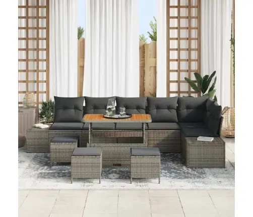 Dārza Dīvānu Komplekts 9 Pcs Gaiši Pelēks Un Tumši Pelēks Vidaxl