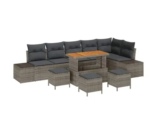 Dārza Dīvānu Komplekts 9 Pcs Gaiši Pelēks Un Tumši Pelēks Vidaxl