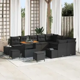 Dārza Dīvānu Komplekts Ar Spilvenu 12 Pcs Melna 90 X 55 X 71 Cm Vidaxl