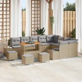 Sodo Sofų Rinkinys Su Pagalve 12 Pcs Bežinė Ir Šviesiai Pilka