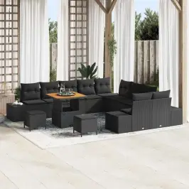 Dārza Dīvānu Komplekts Ar Spilvenu 13 Pcs Melna 80 X 80 X 71 Cm Vidaxl