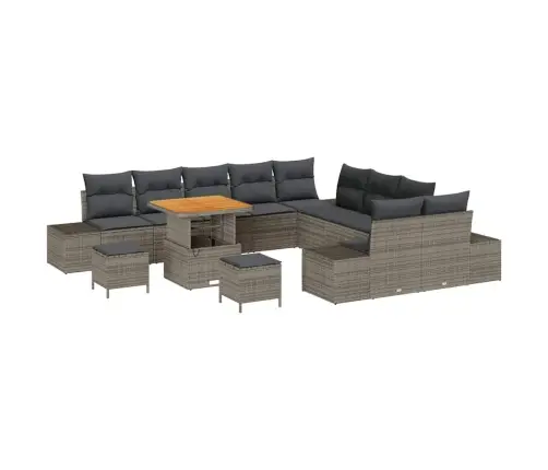 Dārza Dīvānu Komplekts 13 Pcs Gaiši Pelēks Un Tumši Pelēks Vidaxl