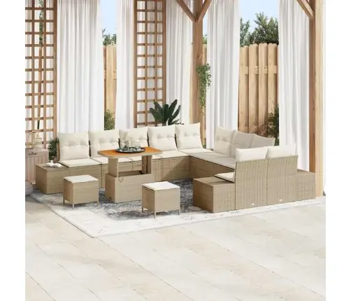 13 Gabalu Dārza Dīvānu Komplekts Ar Spilveniem Bēšs Polietilēna Rotangpalma Akācija Vidaxl 13 Gabalu Dārza Dīvānu Komplekts Ar Spilveniem Bēšs Polietilēna Rotangpalma Akācija Vidaxl