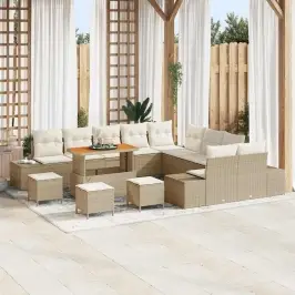 Dārza Dīvānu Komplekts 13 Pcs Bēšs Un Krēms 110 X 55 X 71 Cm Vidaxl
