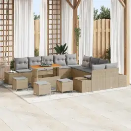 Sodo Sofų Rinkinys Su Pagalve 13 Pcs Bežinė Ir Šviesiai Pilka