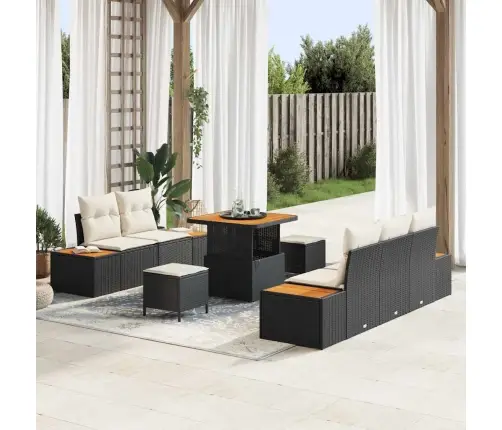 Dārza Dīvānu Komplekts 4 Gabali Melns Vītols Vidējs Vidaxl