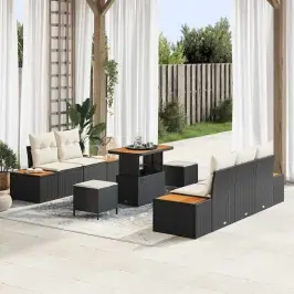 Dārza Dīvānu Komplekts 8 Pcs Melns Un Krēmkrāsa 90 X 55 X 71 Cm Vidaxl