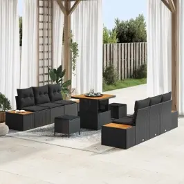 Dārza Dīvānu Komplekts Ar Spilvenu 9 Pcs Melna 80 X 80 X 71 Cm Vidaxl