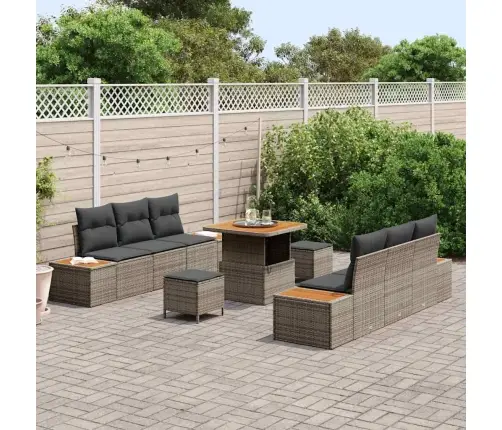 Dārza Dīvānu Komplekts 9 Pcs Gaiši Pelēks Un Tumši Pelēks Vidaxl