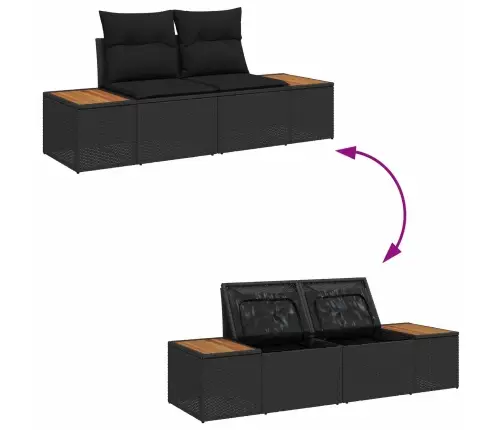 Sodo Sofų Rinkinys Su Pagalve 10 Pcs Juoda Poli Ratanas