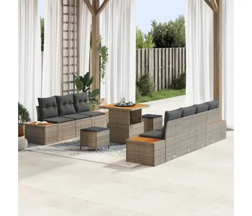 Dārza Dīvānu Komplekts 10 Pcs Gaiši Pelēks Un Tumši Pelēks Vidaxl