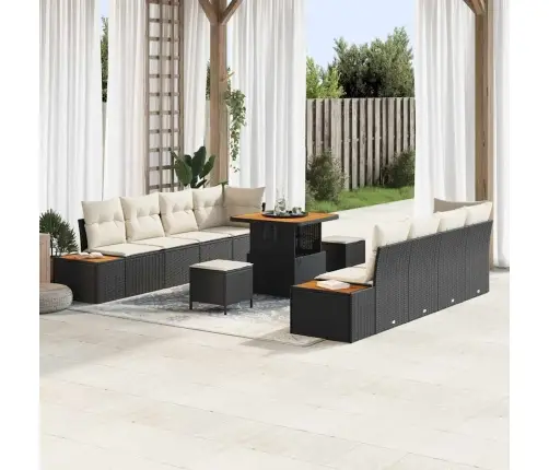 Sodo Sofų Rinkinys 11 Pcs Juoda Ir Kreminė 80 X 80 X 71 Cm