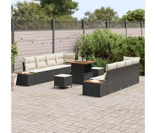 Sodo Sofų Rinkinys 11 Pcs Juoda Ir Kreminė 80 X 80 X 71 Cm