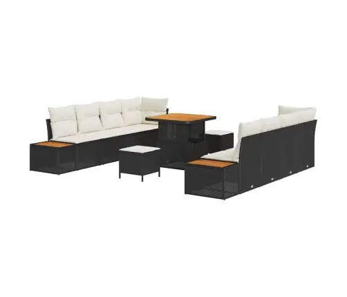 Sodo Sofų Rinkinys 11 Pcs Juoda Ir Kreminė 80 X 80 X 71 Cm