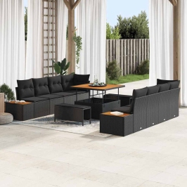 Dārza Dīvānu Komplekts 11 Pcs Melna 100 X 100 X 71 Cm Vidaxl