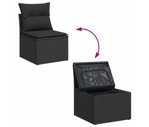 11 Daļu Dārza Sofa Komplekts Ar Spilveniem Melnā Poli Rotangpalmas Akācijā Vidaxl