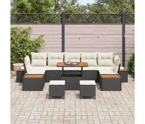 Sodo Sofų Rinkinys 10 Pcs Juoda Ir Kreminė 90 X 55 X 71 Cm