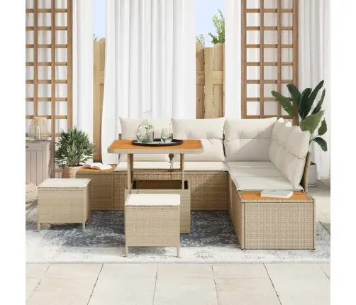 Dārza Dīvānu Komplekts 8 Pcs Bēša Poliūtu Rotangpalma Vidaxl