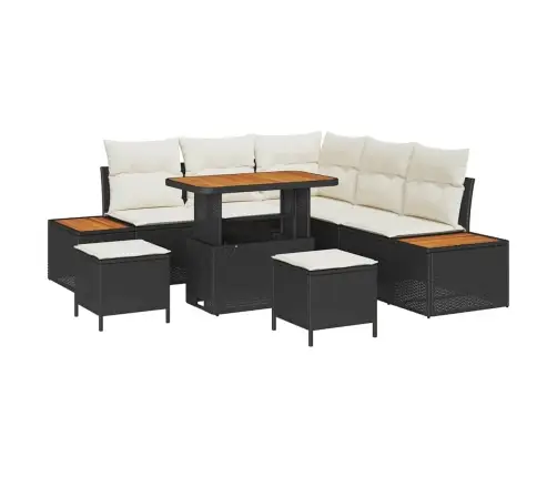 8 Gab. Dārza Dīvānu Komplekts Ar Spilveniem Melna Poliragana Vidaxl