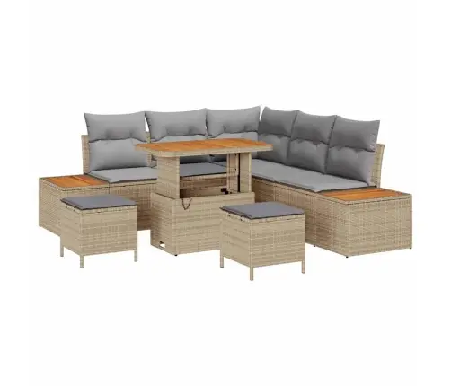 Dārza Dīvānu Komplekts Ar Spilvenu Bēša Poliūtu Rotangpalma Vidaxl