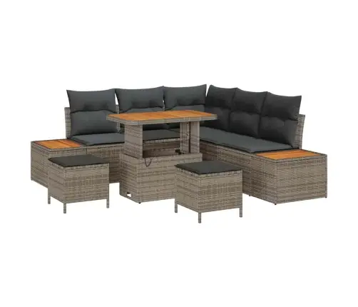 Dārza Dīvānu Komplekts 8 Pcs Pelēka Poliūtu Rotangpalma Vidaxl