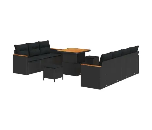 Dārza Dīvānu Komplekts 10 Pcs Melna Poliūtu Rotangpalma Vidaxl