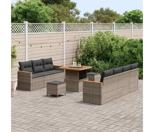 Dārza Dīvānu Komplekts Ar Spilvenu Pelēka Poliūtu Rotangpalma Vidaxl