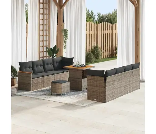 Dārza Dīvānu Komplekts Ar Spilvenu Pelēka Poliūtu Rotangpalma Vidaxl