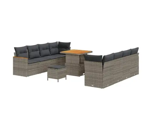 Dārza Dīvānu Komplekts Ar Spilvenu Pelēka Poliūtu Rotangpalma Vidaxl