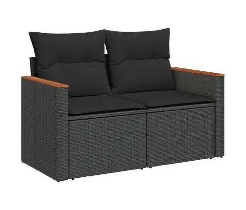 Sodo Sofų Rinkinys Su Pagalve 10 Pcs Juoda Poli Ratanas