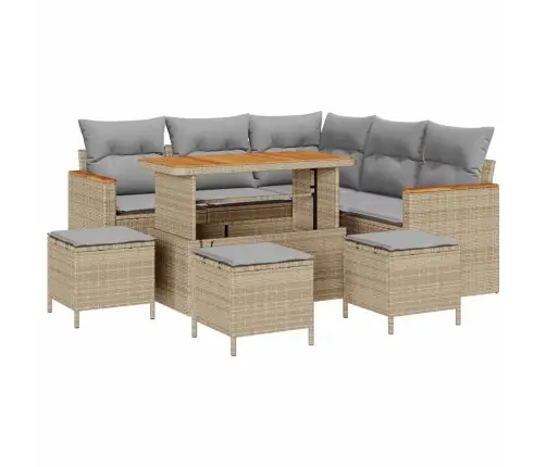 Sodo Sofų Rinkinys Su Pagalve Su Saugykla Smėlio Poli Ratanas