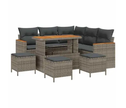 Dārza Dīvānu Komplekts Ar Spilvenu Pelēka Poliūtu Rotangpalma Vidaxl