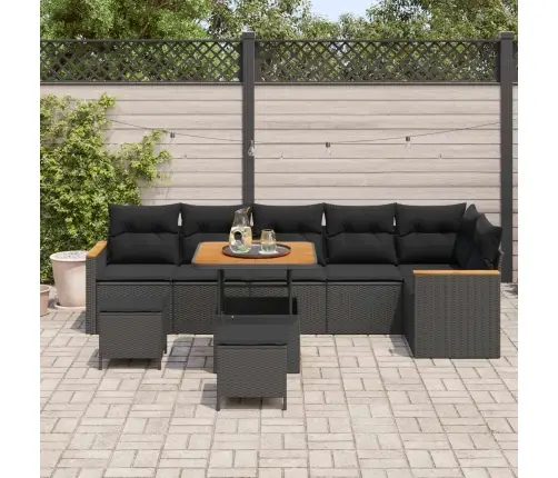 Dārza Dīvānu Komplekts 9 Pcs Melna Poliūtu Rotangpalma Vidaxl