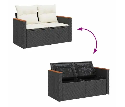 Sodo Sofų Rinkinys Su Pagalve 12 Pcs Juoda Poli Ratanas