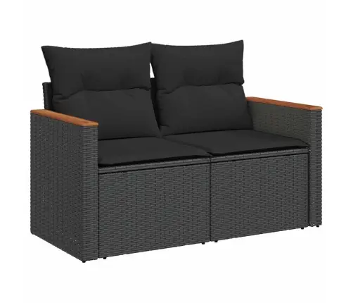 Sodo Sofų Rinkinys Su Pagalve 13 Pcs Juoda Poli Ratanas