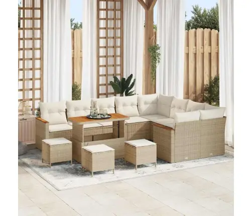 Aia Diivanikomplekt Padjaga Padjaga 13 Pcs Beež Polü Rattan