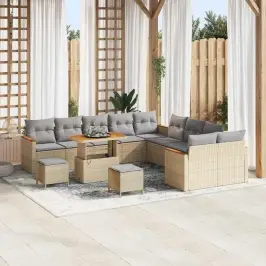 Sodo Sofų Rinkinys Su Pagalve Su Saugykla Smėlio Poli Ratanas