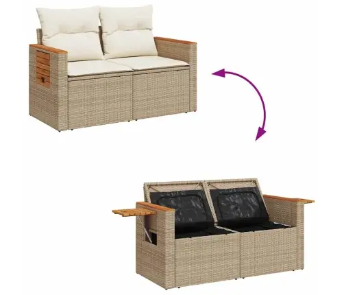 8 Daļu Dārza Sofas Komplekts Ar Spilveniem Bēšā Poli Rotangpalma Vidaxl