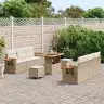 9 Gabalu Dārza Dīvānu Komplekts Ar Spilveniem Bēšs Rotangpalma Akācija Vidaxl