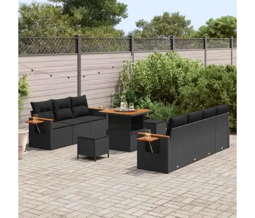 10 Gab. Dārza Dīvānu Komplekts Ar Spilveniem, Melna Rotangpalma Vidaxl