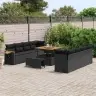 Sodo Sofų Rinkinys Su Pagalve 11 Pcs Juoda Poli Ratanas Sodo Sofų Rinkinys Su Pagalve 11 Pcs Juoda Poli Ratanas