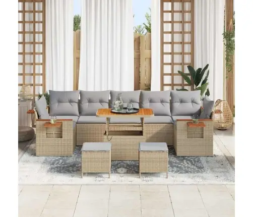 Aia Diivanikomplekt Padjaga 13 Pcs Beež Ja Heledhall Polürotang