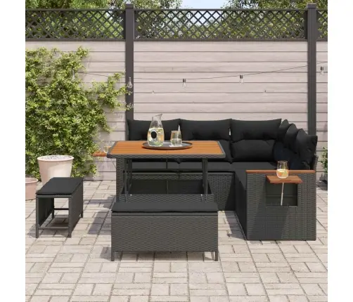 Dārza Dīvānu Komplekts Ar Spilvenu 9 Pcs Melna Poliratāns Vidaxl