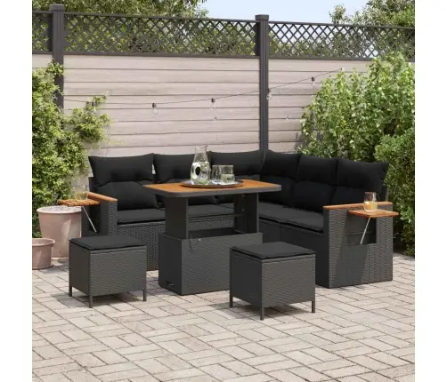 Aia Diivanikomplekt Padjaga 9 Pcs Must Polürotang