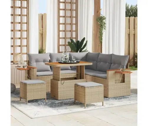 Aia Diivanikomplekt Padjaga 9 Pcs Beež Ja Heledhall Polürotang