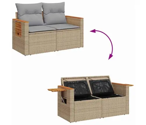 Aia Diivanikomplekt Padjaga 9 Pcs Beež Ja Heledhall Polürotang