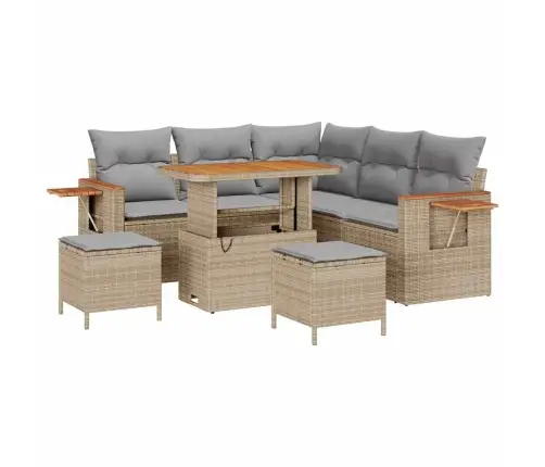 Aia Diivanikomplekt Padjaga 9 Pcs Beež Ja Heledhall Polürotang