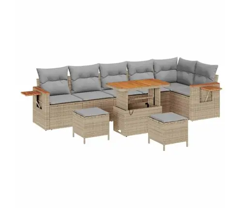 Dārza Dīvānu Komplekts Ar Spilvenu Bēša Poliūtu Rotangpalma Vidaxl